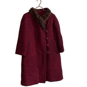 VTG Stix Baer & Fuller St. Louis Women’s Coat Fur Collar Check Measurement READ